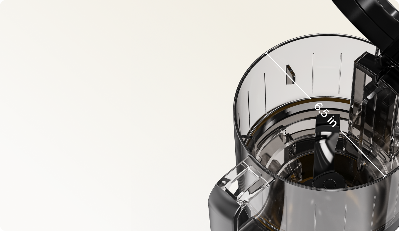 Wide feed chute of the Heartnoks cold press juicer